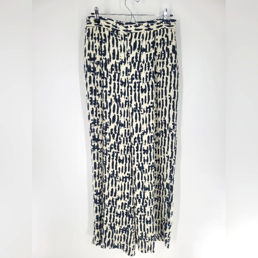 Vince Camuto Black‎ & White Pattern Flowy Pants Wide Legs Size M